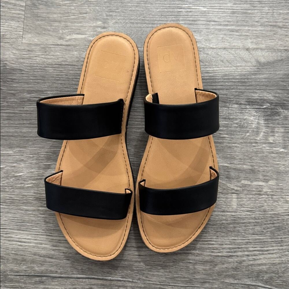 DV by Dolce Vita Two Strap Black "Haller" Sandals Size 9 - Picture 2 of 9